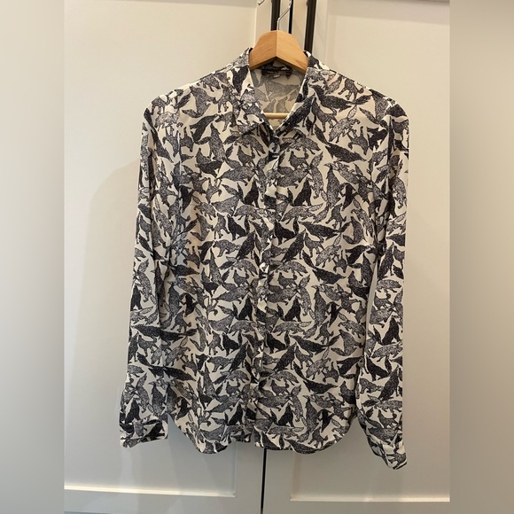 Pied A Terre Wolf Print Shirt in Size 2 US - Picture 1 of 2